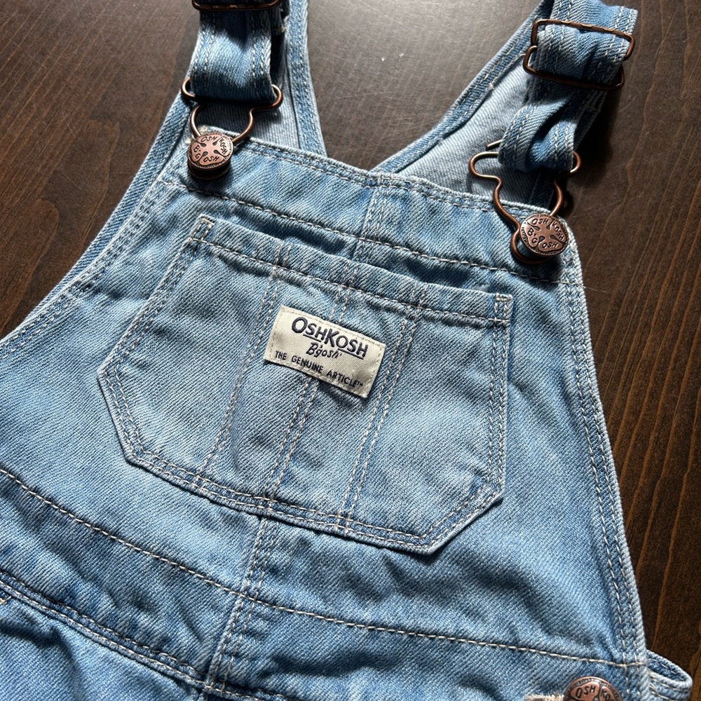 Vintage Style OshKosh B’gosh Toddler Denim Overalls Floral Patch 2T